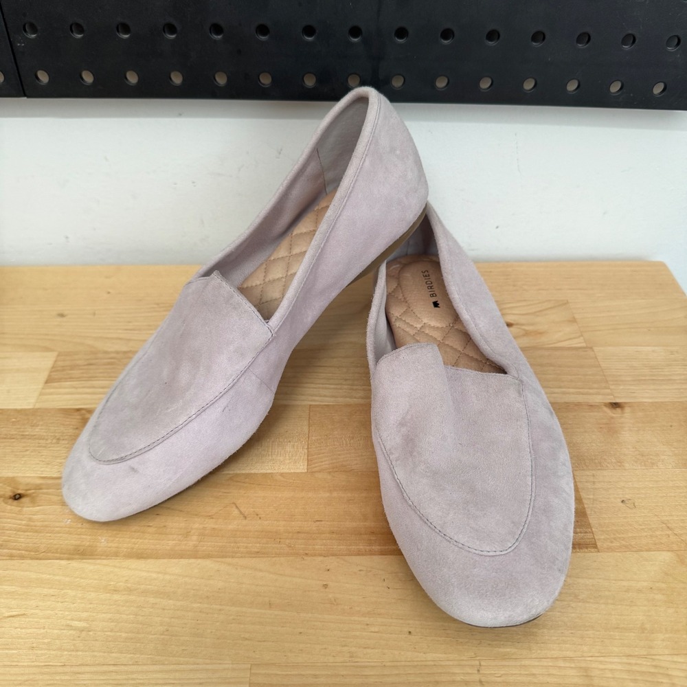 Birdies Starling Lavender Suede Loafers Womens 7.5 Light Purple Quilted Flats